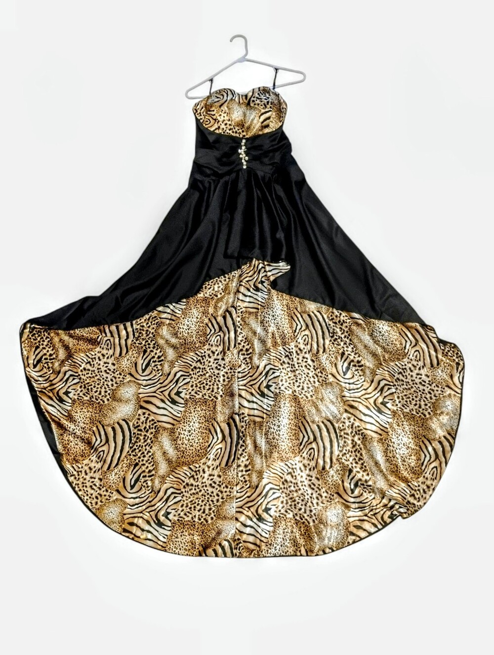 Vintage JOVANI Y2K Jungle Glam Animal Print High Low Formal Gown